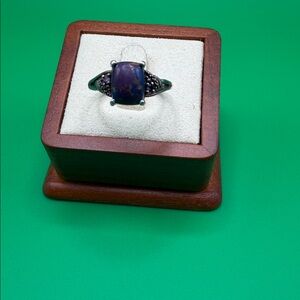 Vintage Purple Dahlia Turquoise Ring